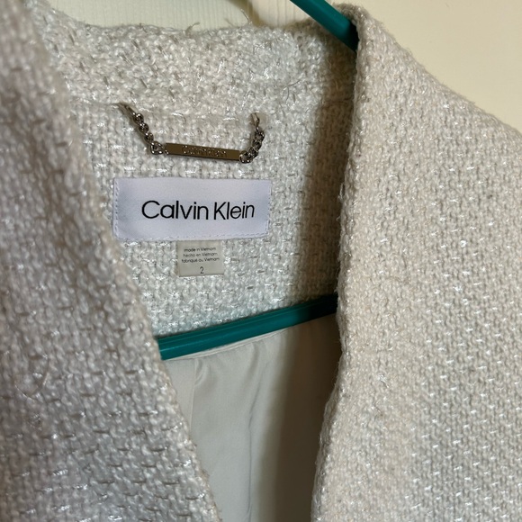 Like new white blazer coat with iridescent details, Calvin Klein - Picture 2 of 4
